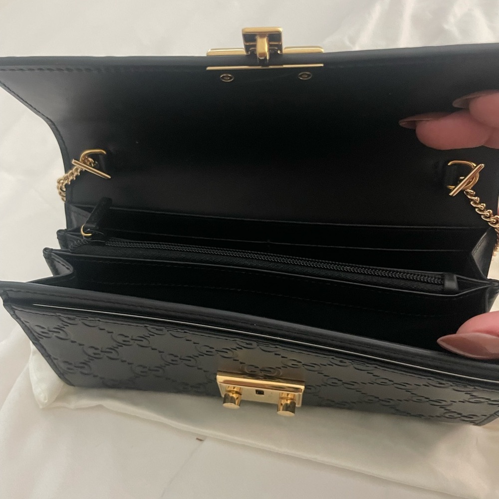 Gucci- Guccissima Padlock Continental Chain Wallet Black - Picture 4 of 8